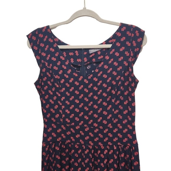 Naama BEZALEL Israeli Designer Cap Sleeve Geometric Print Pleated Dress, 36/US 6 - Picture 2 of 11